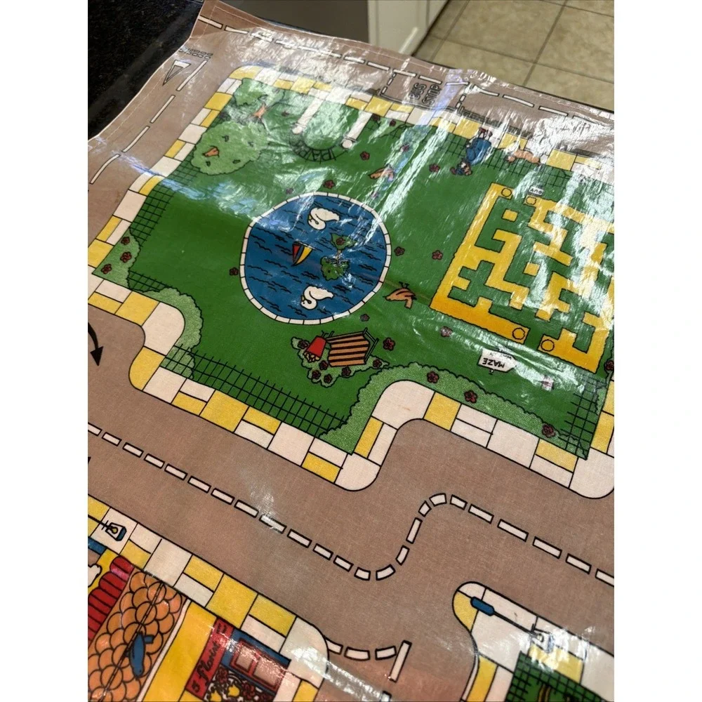 Vintage Toy Car Play Mat Playmat Recticel Sutcliffe Ltd. Town 44x35 City Trains